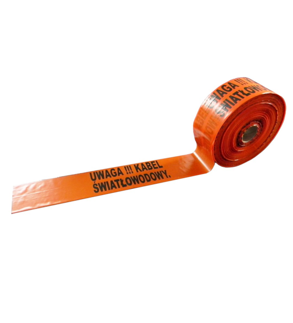 Taśma ostrzegawcza 500metrów (napis Uwaga Kabel Światłowodowy)