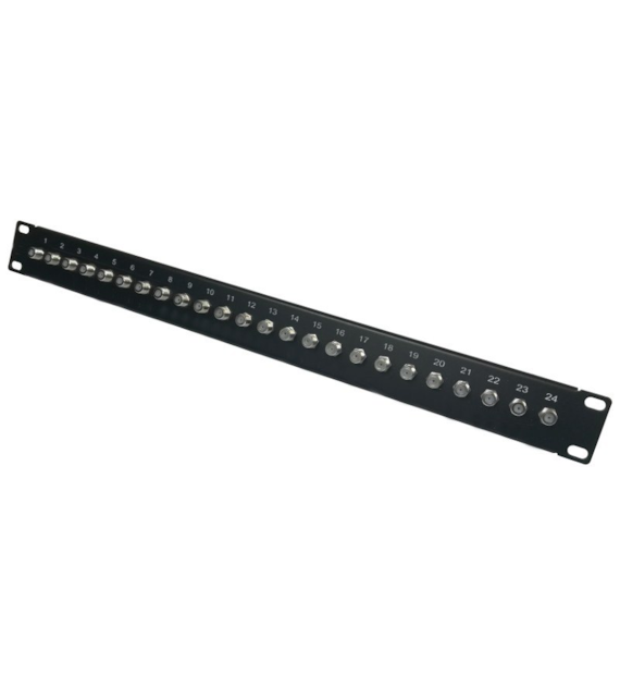 FIBERM Patch Panel 24 x F, 24 Porty typu F, 1U, Czarny