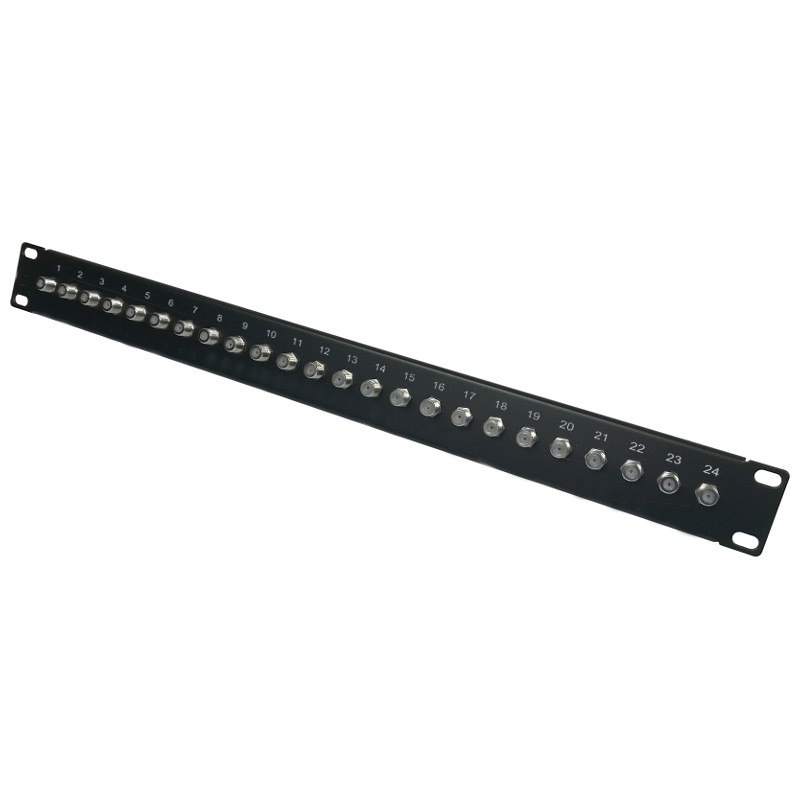 FIBERM Patch Panel 24 x F, 24 Porty typu F, 1U, Czarny