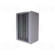 FIBERM  Szafa RACK 19` wisząca 18U głębokość 600mm szara drzwi szklane