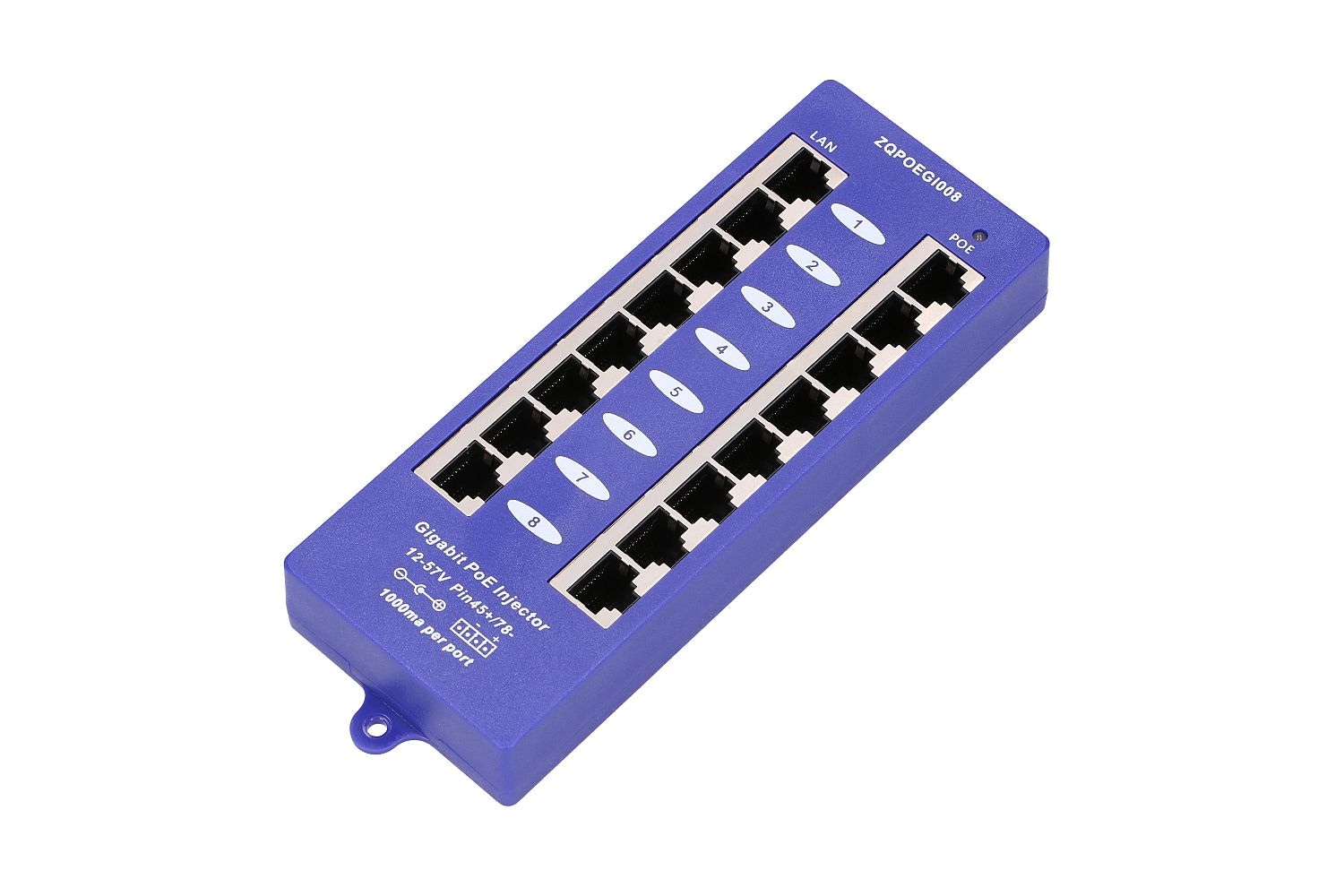 EXTRALINK PoE Injector 8 porty Gigabit mode B