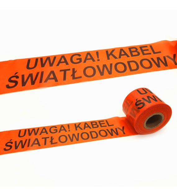 Taśma ostrzegawcza 100metrów (napis Uwaga Kabel Światłowodowy)
