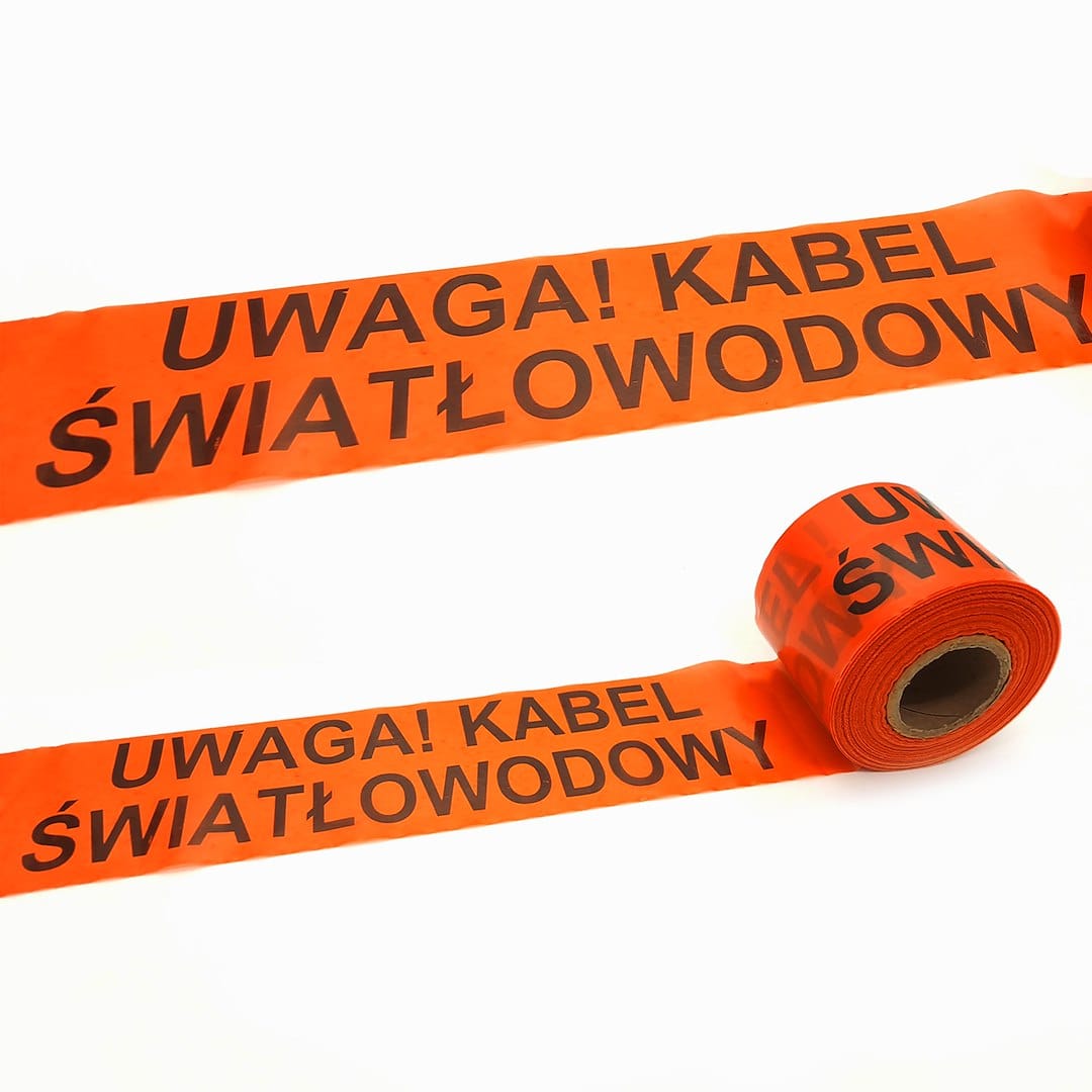 Taśma ostrzegawcza 100metrów (napis Uwaga Kabel Światłowodowy)
