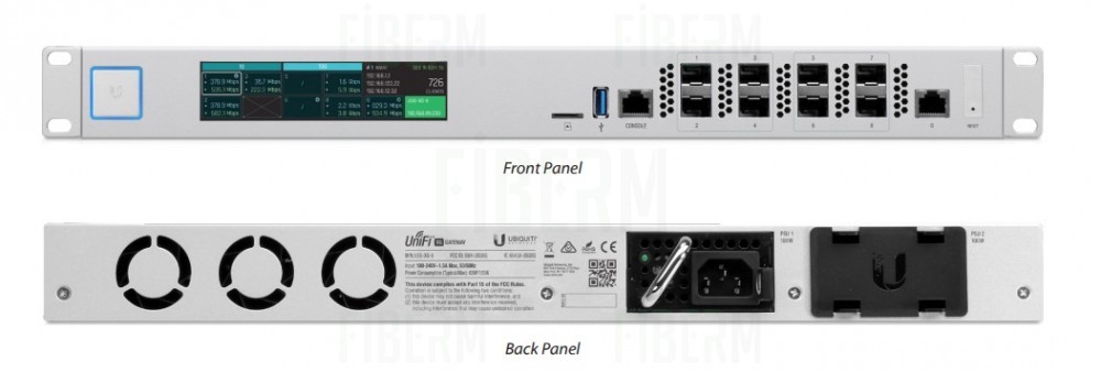 UBIQUITI UNIFI SECURITY GATEWAY USG-XG-8 8x 10Gbps SFP+, 1x 1Gbps RJ45, LCD Display