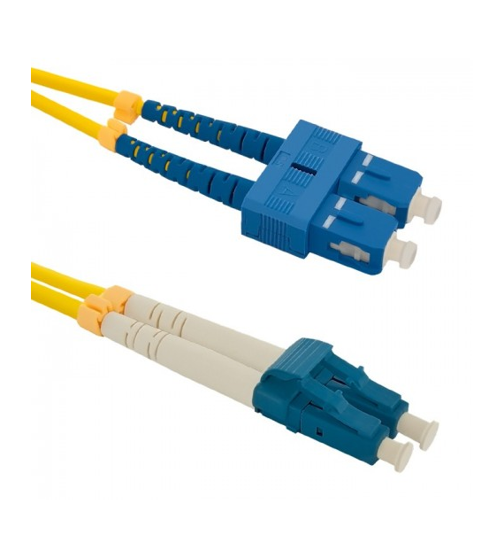 OPTO Patchcord SC/UPC-LC/UPC 1m Single Mode Duplex włókno G652D 3,0mm PVC