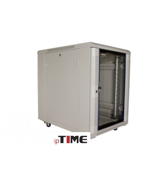 ipTIME Szafa RACK 19`  15U głębokość 800mm szara drzwi szklane