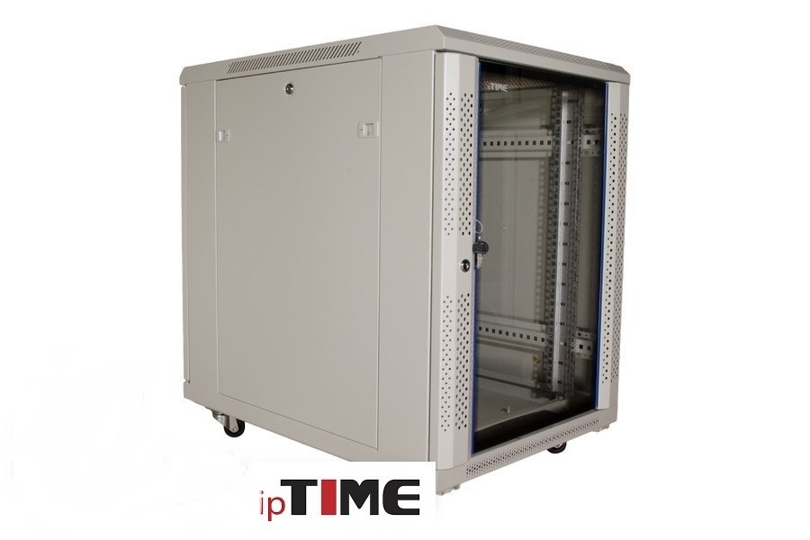 ipTIME Szafa RACK 19`  15U głębokość 800mm szara drzwi szklane