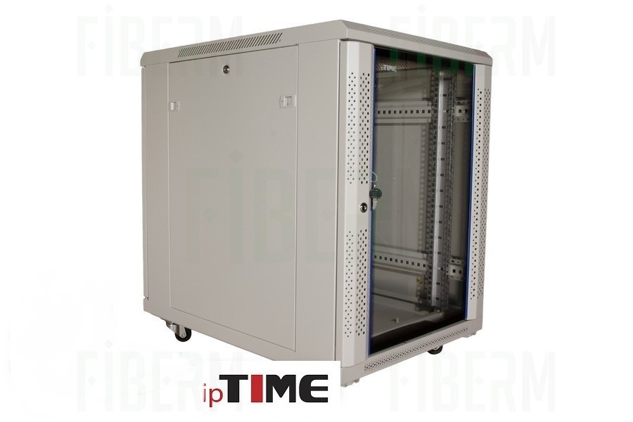 ipTIME 19` 15U Rack Cabinet 800mm Depth Gray Glass Door