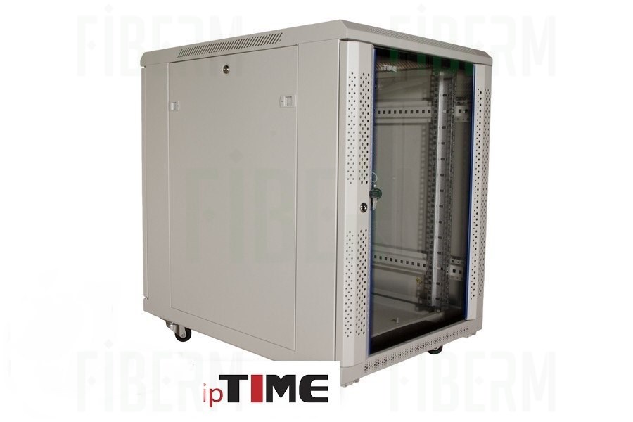 ipTIME 19` 15U Ντουλάπα Ράφι 800mm Βάθος Γκρι Γυαλιστερή Πόρτα