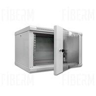 FIBERM Szafa RACK 19` wisząca 9U głębokość 450mm szara drzwi szklane