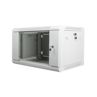 FIBERM Szafa RACK 19` wisząca 6U głębokość 450mm szara drzwi szklane