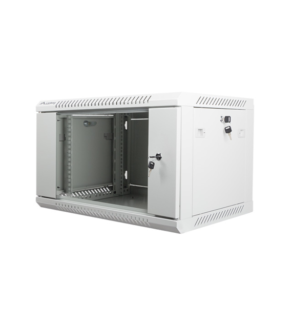 FIBERM Szafa RACK 19` wisząca 6U głębokość 450mm szara drzwi szklane