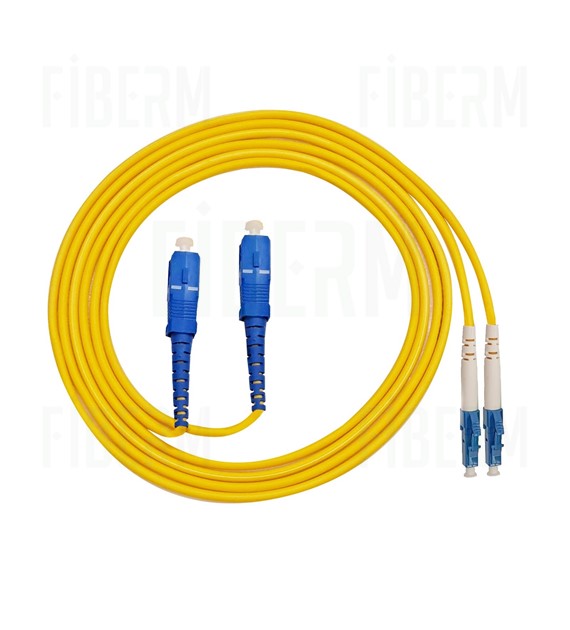 FIBERM Patchcord SC/UPC-LC/UPC 3m Jednomódový duplexní kabel G652D 3