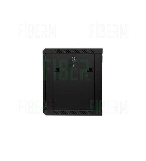 19'' Nástěnná skříň 6U 600mm Černá Kovové dveře + Zámky pro boční dveře