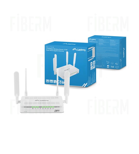 LANBERG RO-175GE Router WiFi AC1750 1x WAN 4x LAN 4x Antena Dual Band IPTV