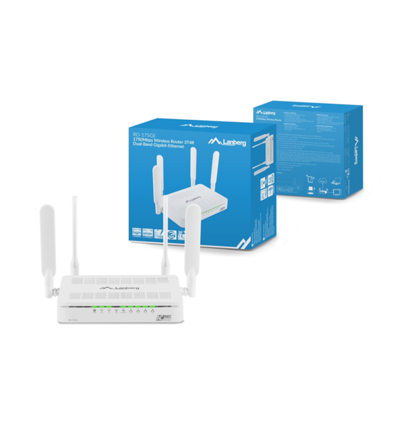LANBERG RO-175GE WiFi Router AC1750 1x WAN 4x LAN 4x Κεραία Διπλής Συχνότητας IPTV