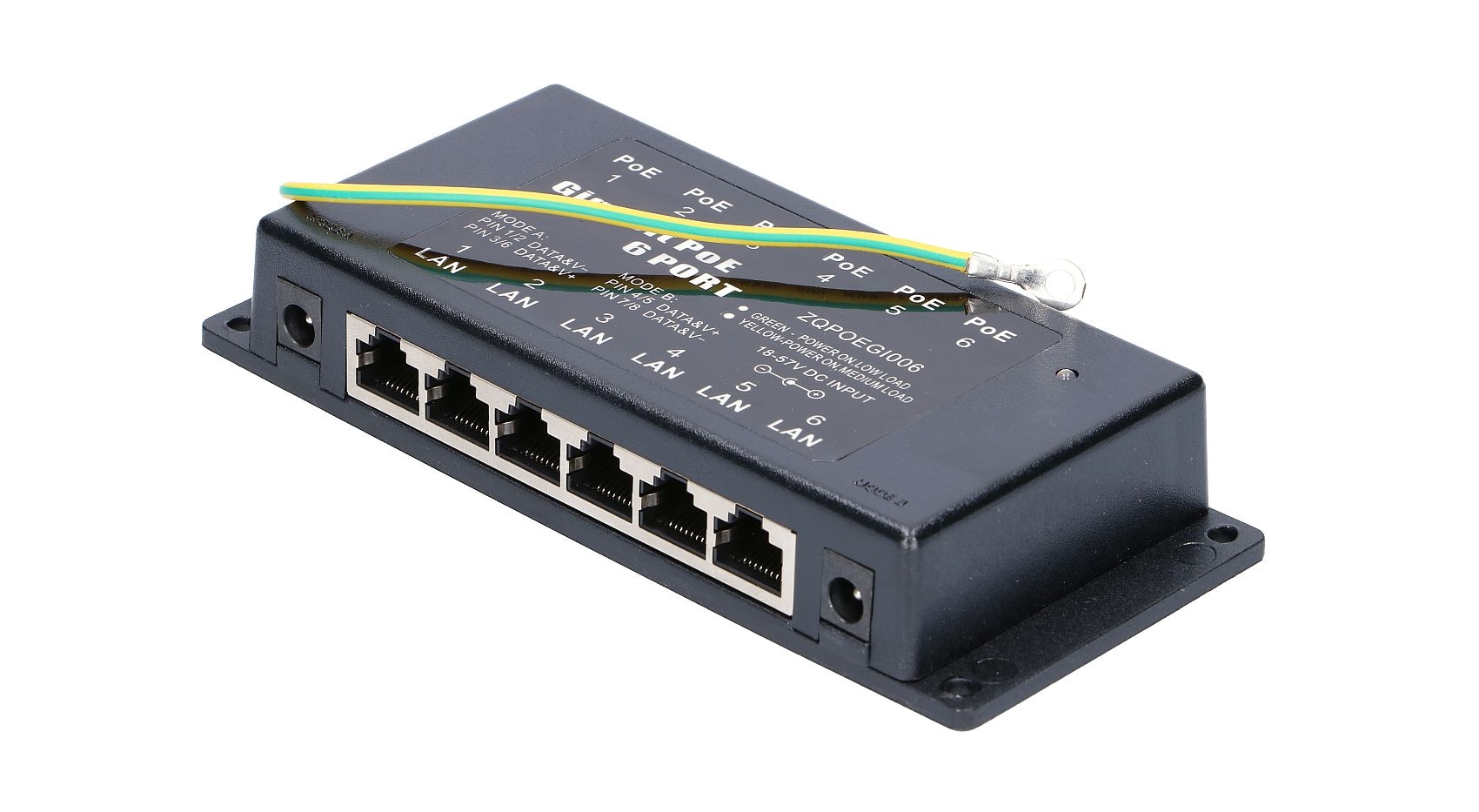 Active PoE Injector 6 porty Gigabit 802.3at/af