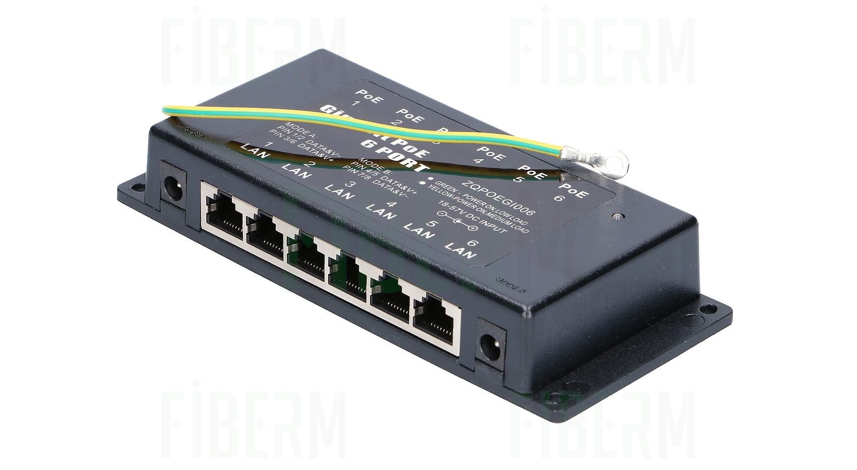 Inyector de PoE activo de 6 puertos Gigabit 802.3at/af