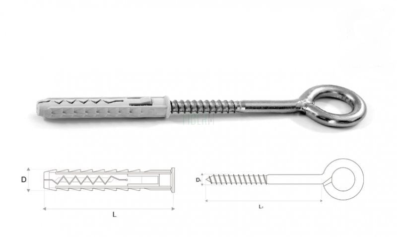 FIBERM Kołek rozporowy z hakiem oczkowym 14 x 230