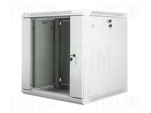 FIBERM 19  Κρεμαστό Επιτραπέζιο Ντουλάπι 12U 600mm Γκρι με Πόρτες Υαλοπίνακα