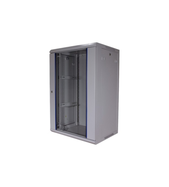 FIBERM  Szafa RACK 19` wisząca 18U głębokość 450mm szara drzwi szklane