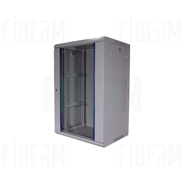 FIBERM 19  Κρεμαστό Επιτραπέζιο Ντουλάπι 18U 450mm Γκρι με Πόρτες Υαλοπίνακα