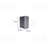 FIBERM 19  Hanging Rack Cabinet 18U 450mm Gray with Glass Doors