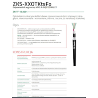 TELEFONIKA Kabel światłowodowy ZKS-XXOTKtsDFo 72J (6x12). tuba 2,4mm, średnica 14,4mm