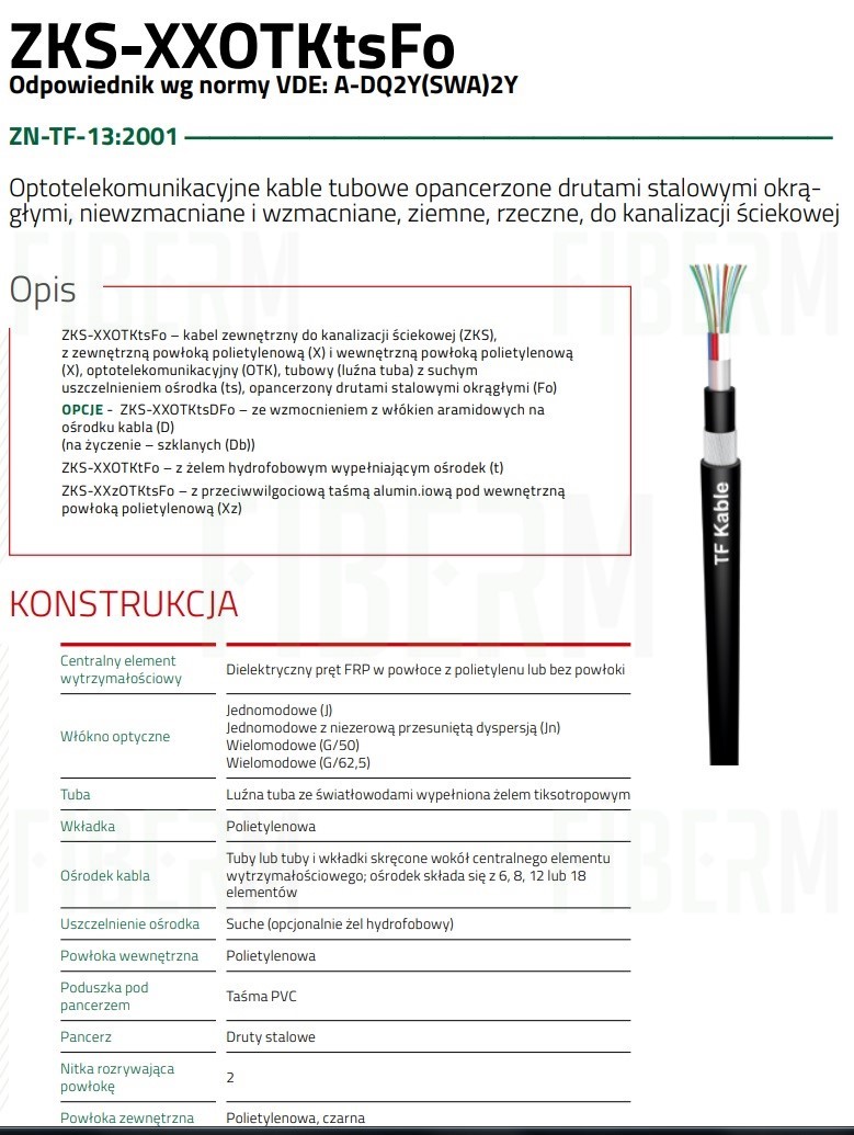 TELEFONIKA Optical Fiber Cable ZKS-XXOTKtsDFo 72J (6x12), tube 2