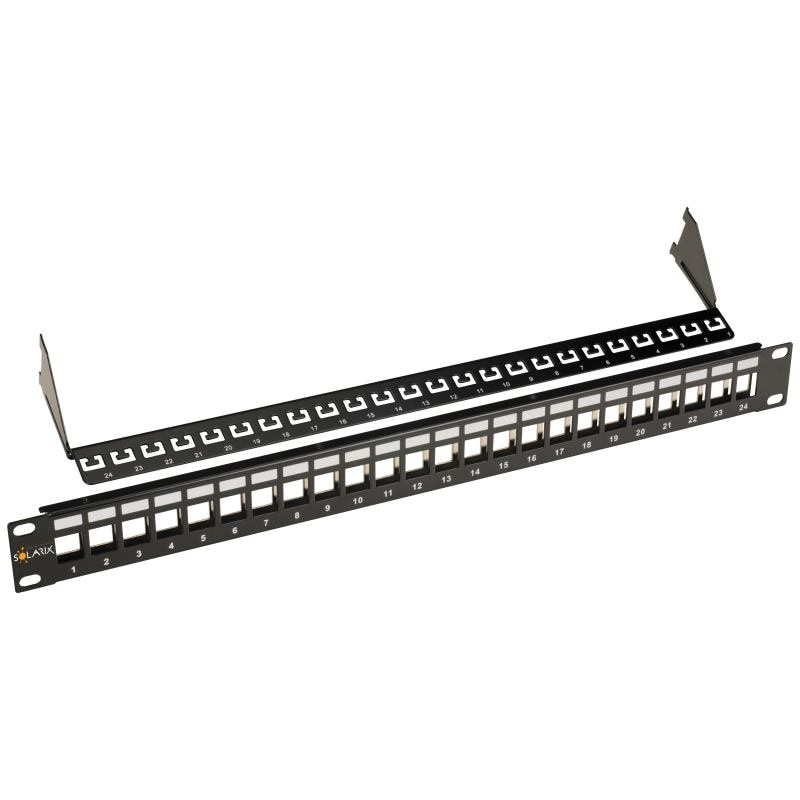 SOLARIX Patch Panel uniwersalny modularny nieobsadzony 24 porty 1U czarny SX24M-0-STP-BK-UNI
