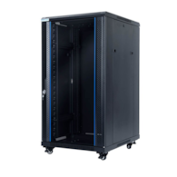 STARTLAN Szafa RACK 19` stojąca 22U głębokość 800mm czarna drzwi szklane, 4x wentylator