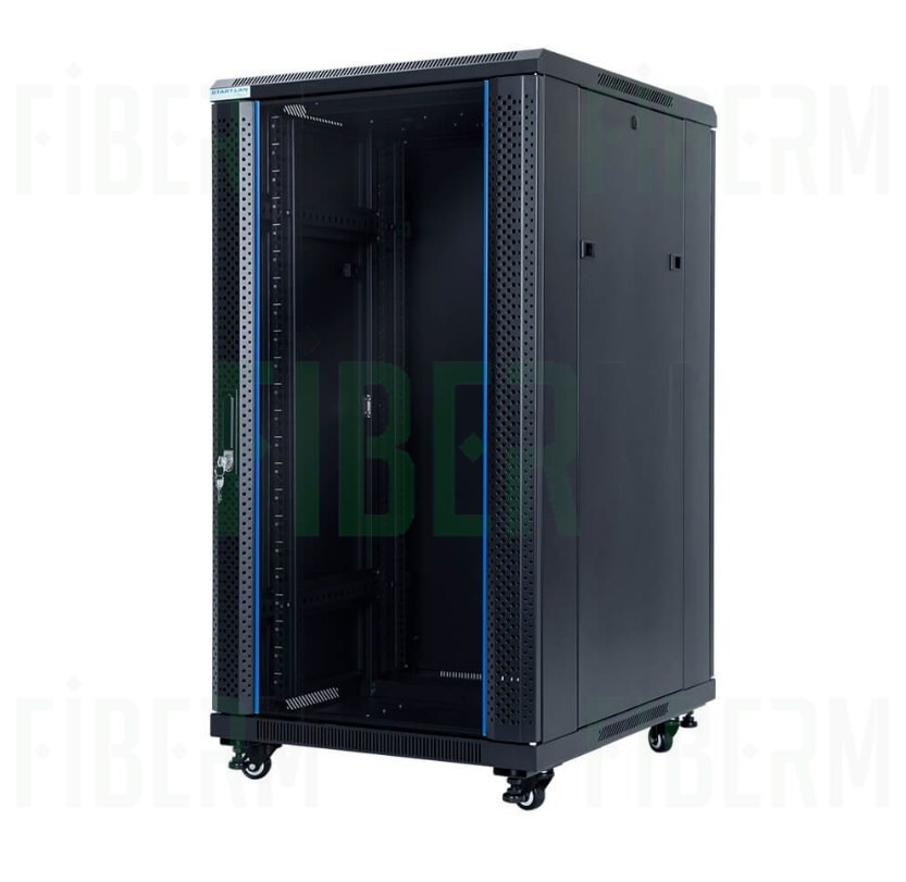 STARTLAN Ελεύθερη Ντουλάπα Ραφιού 19  22U 800mm βάθος μαύρη με γυάλινες πόρτες