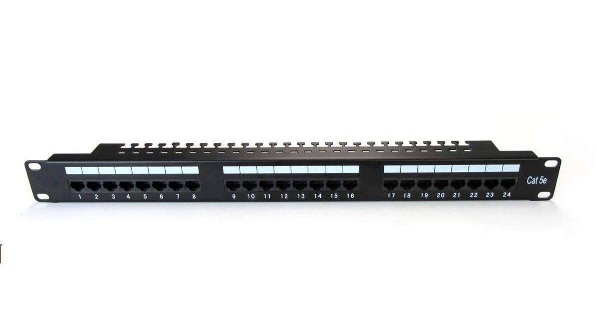DIGITUS Patch Panel 24 x RJ45 CAT5E UTP z listwą wpornikową czarny 1U DN-91524U-EC