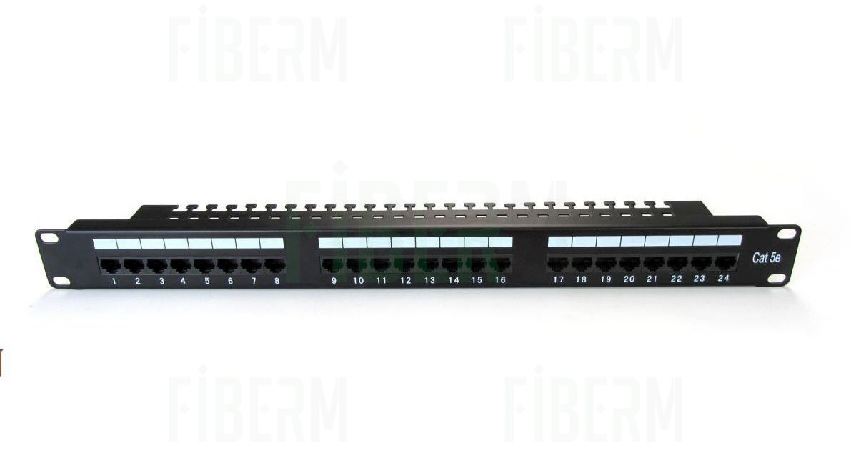 DIGITUS Patch Panel 24 x RJ45 CAT5E UTP with support bar black 1U DN-91524U-EC