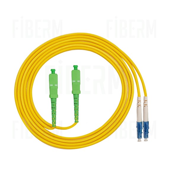 FIBERM Patchcord SC/APC-LC/UPC 15m Jednomódový Duplex Fiber G652D 3