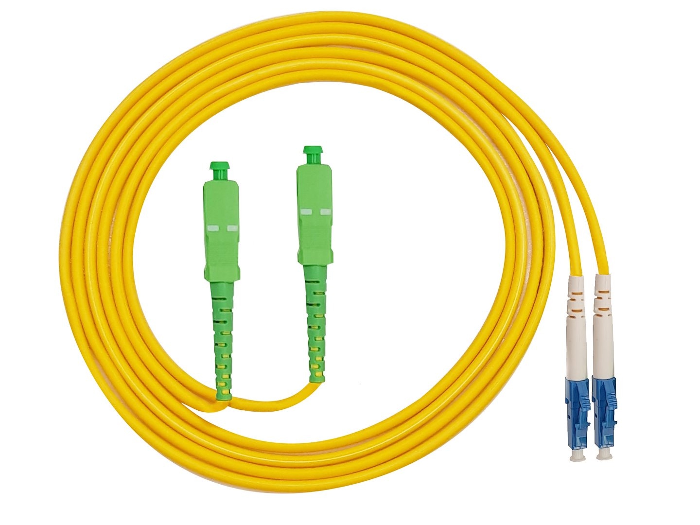 FIBERM Patchcord SC/APC-LC/UPC 15m Single Mode Duplex włókno G652D 3,0mm PVC