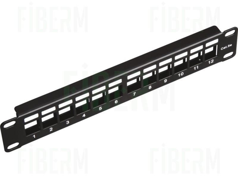 FIBERM Modular Unloaded 10`` Patch Panel 12 Ports 1U Black