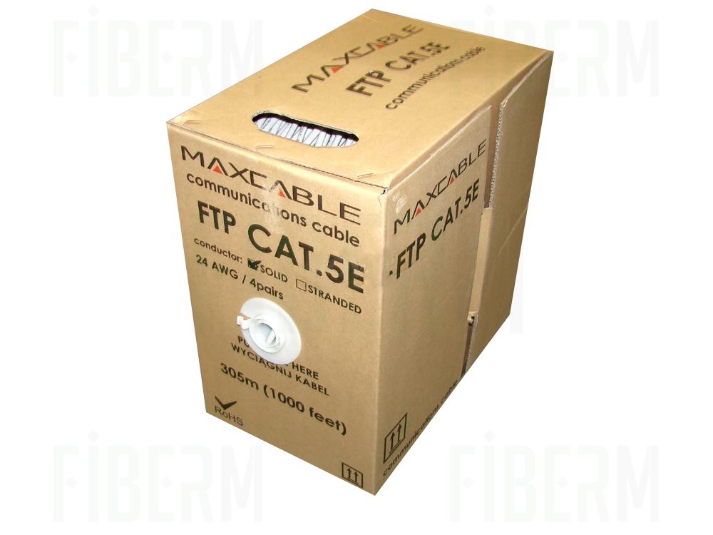 MAXCABLE CAT5E 100% Cu Vnitřní Instalační Kabel 305 metrů krabice