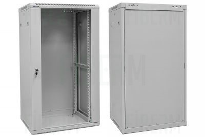 FIBERM 22U 600mm Depth Free-standing 19  RACK Cabinet Gray Glass Door