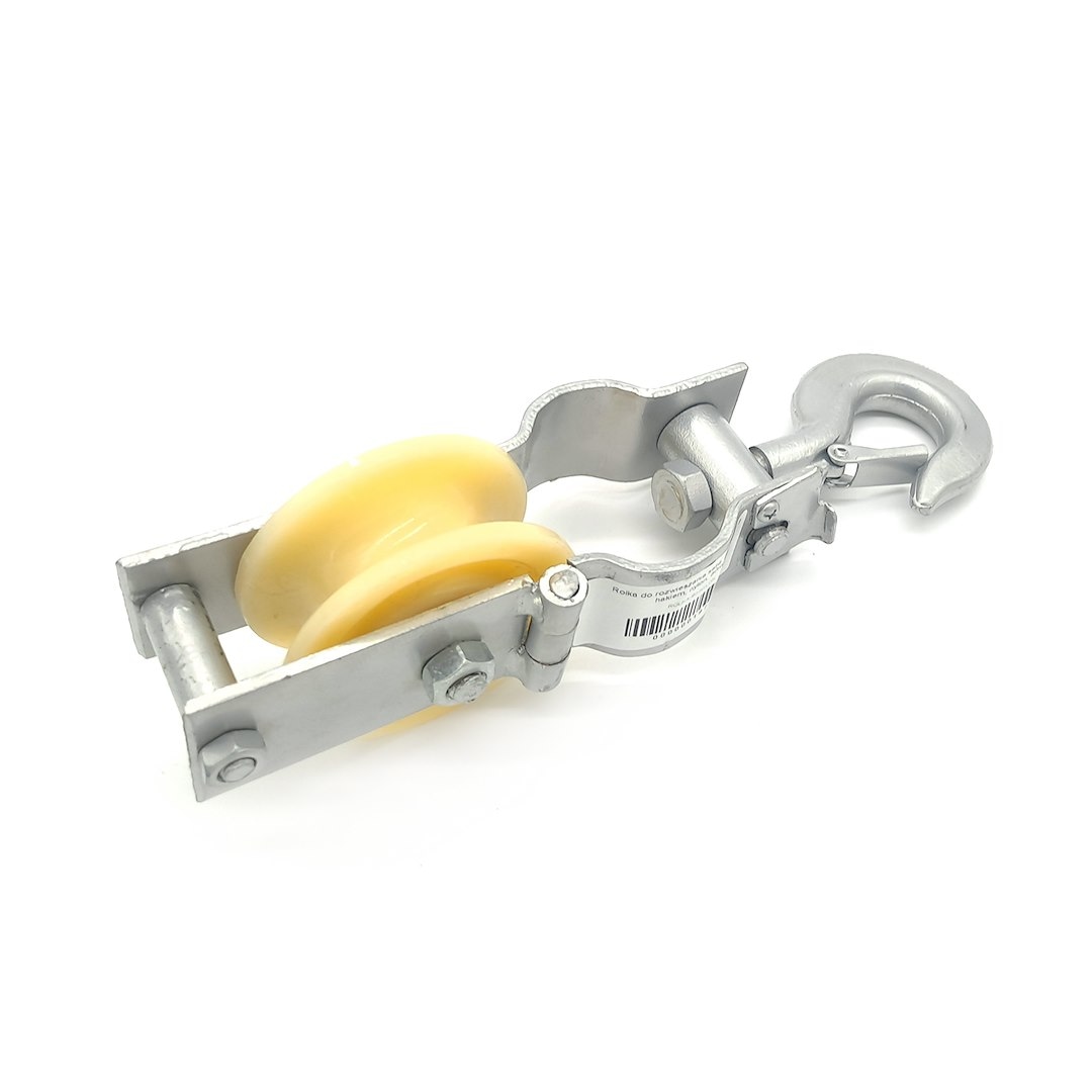 Rolka do rozwieszania kabli, zamykana z hakiem, nylon, 80mm