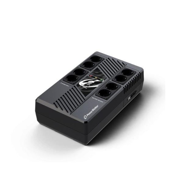 UPS POWERWALKER LINE-INTERACTIVE 600VA MS 8X FR, RJ45 IN/OUT, USB HID, USB ŁADOWARKA