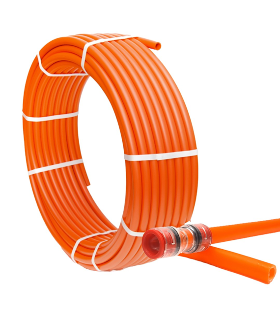 Microtubo HDPE Ø 12/8mm Arancione con guida - bobina da 200 metri