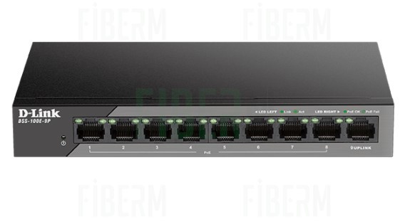 D-LINK DSS-100E-9P Unmanaged PoE Switch 8x 10/100