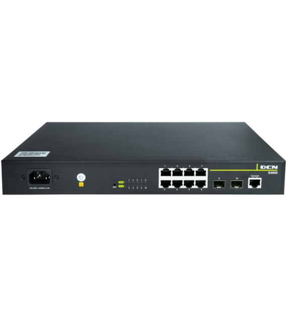 DCN Switch L2 PoE S4600-10P-P-SI 8x 10/100/1000 PoE+ (124W), 2x SFP