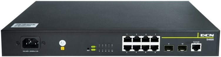 DCN Switch L2 PoE S4600-10P-P-SI 8x 10/100/1000 PoE+ (124W), 2x SFP