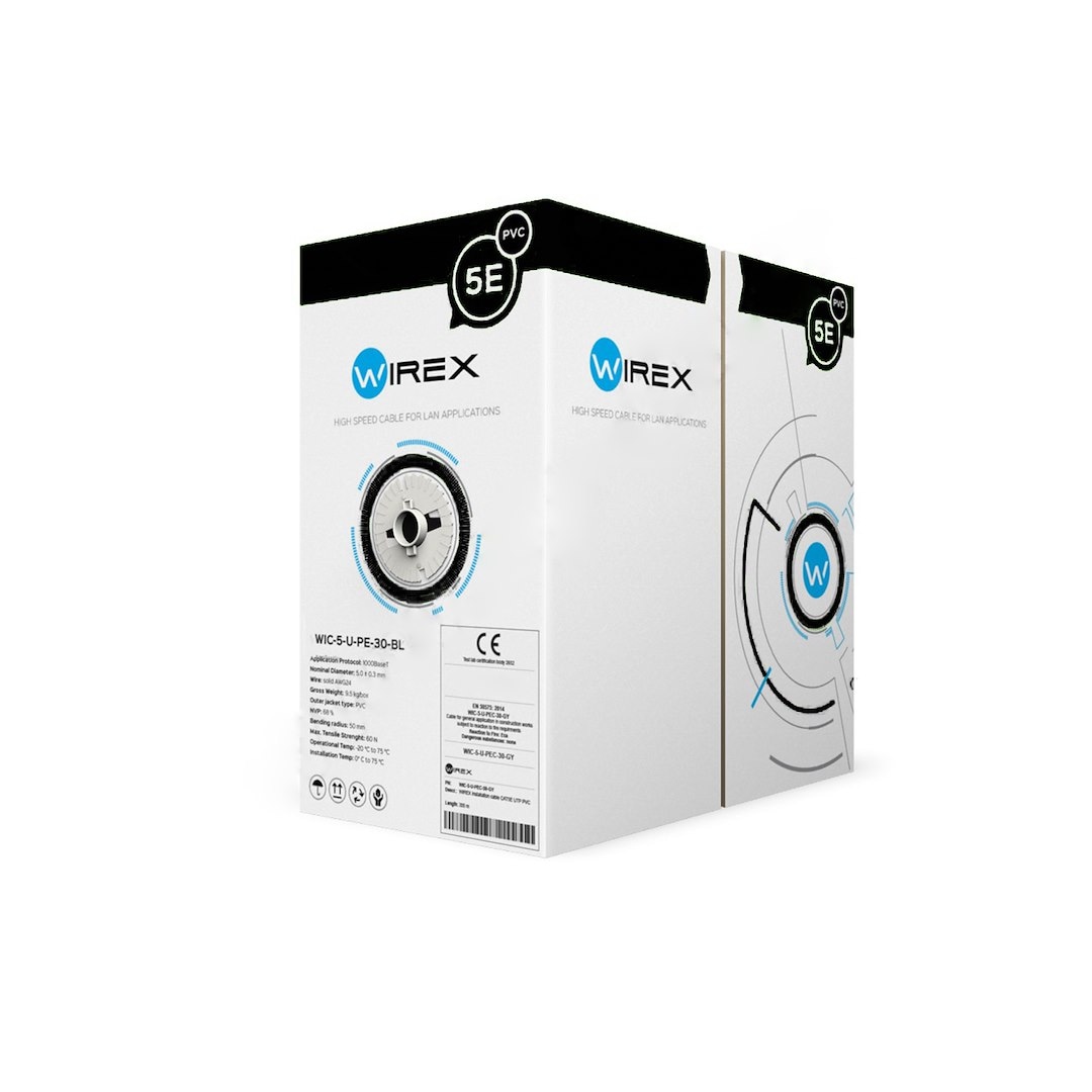 WIREX Kabel instalacyjny zewnętrzny U/UTP CAT5E PE pudełko 305metrów WIC-5-U-PE-30-BL