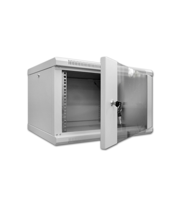 FIBERM Szafa RACK 19` wisząca 4U głębokość 350mm szara drzwi szklane