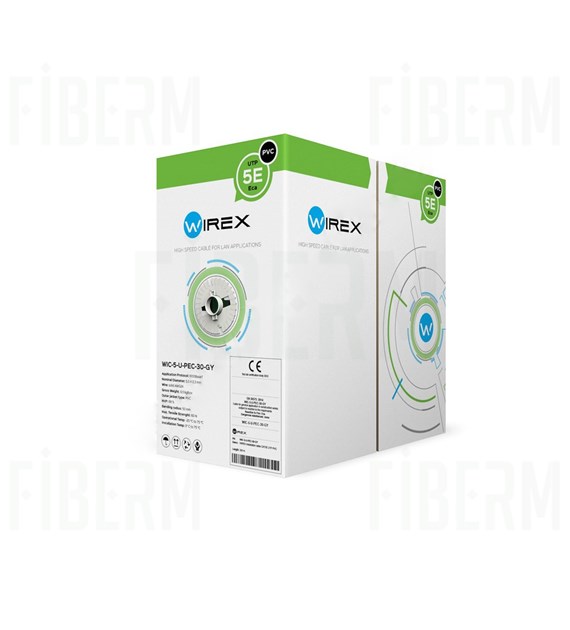 WIREX U/UTP CAT5E PVC Eca Namestitveni Kabel 500 metrov WIC-5-U-PEC-50B-GY