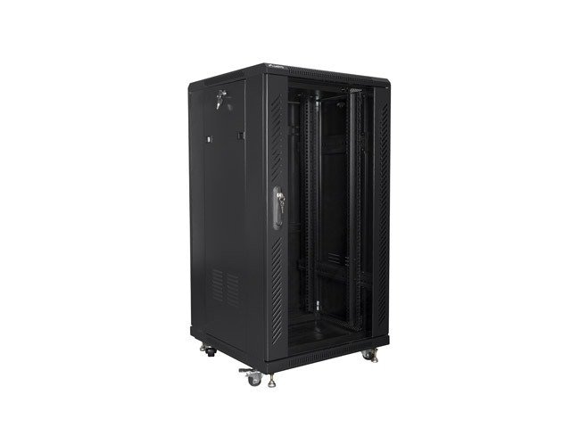 FIBERM Szafa RACK 19'' stojąca 22U głębokość 600mm czarna drzwi szklane