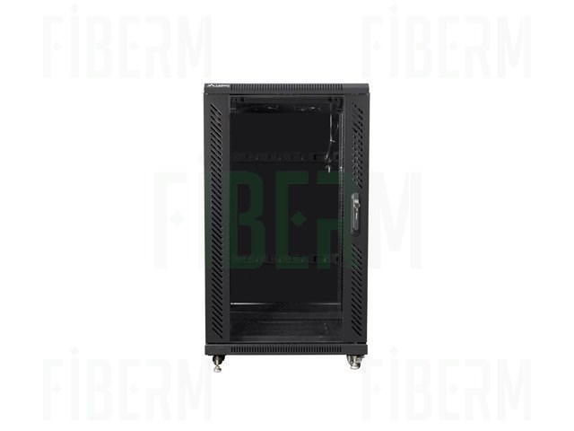Ντουλάπα Ραφών RACK 19'' Αυτόνομη 42U Πλάτος/Βάθος - 600/1000mm Μαύρη Γυάλινη Πόρτα FIBERM